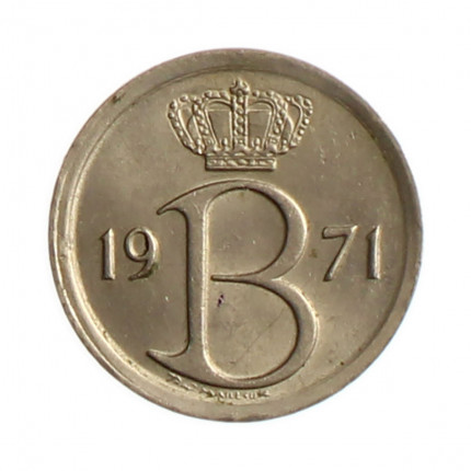 Moeda KM#154 25 Centimes 1971 MBC/SOB Bélgica Europa  Cobre-níquel Ø16mm 1,8gr.