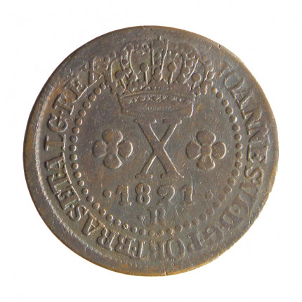 Moeda C-503 X Réis 1821 R BC/MBC Cobre Ø25mm 3,58gr.