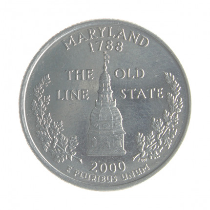Moeda KM#306 Quarter Dollar Estado Maryland 2000 D FC USA América Cupro-Níquel Ø24,26mm 5,67gr.