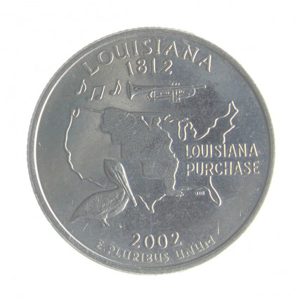 Moeda KM#333 Quarter Dollar Estado Louisiana 2002 D FC USA América Cupro-Níquel Ø24,26mm 5,67gr.
