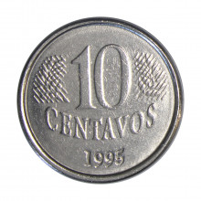 Moeda V-447 10 Centavos 1995 MBC+  Aço Inoxidável Ø22mm 3,6gr.