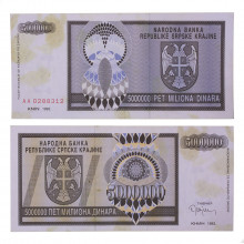 P#R11a 5000000 Dinara 1993 MBC Croácia Europa C/Manchas