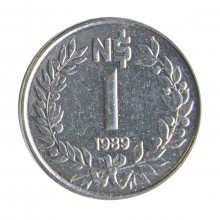 Km#95 1 Novo Peso 1989 SOB/FC Uruguai América