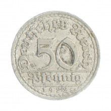 Km#27 50 Pfenning 1922 A MBC Alemanha Europa Império Alemão