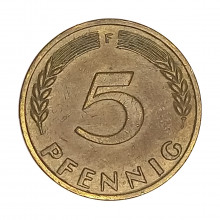 Km#107 5 Pfenning 1950 F - Stuttgart MBC Alemanha República Federativa Europa