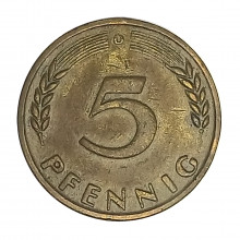 Km#107 5 Pfenning 1950 D - Munique MBC Alemanha República Federativa Europa