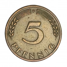 Km#107 5 Pfenning 1950 F - Stuttgart MBC Alemanha República Federativa Europa