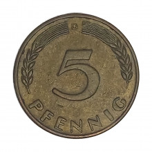 Km#107 5 Pfenning 1950 D - Munique MBC Alemanha República Federativa Europa