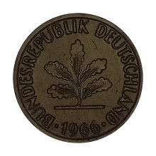 Km#106 2 Pfenning 1966 J - Humburgo MBC Alemanha República Federativa Europa