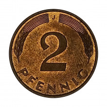 Km#106a 2 Pfenning 1990 J - Humburgo MBC+ Alemanha República Federativa Europa