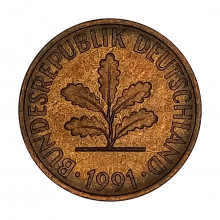 Km#106a 2 Pfenning 1991 J - Humburgo MBC+ Alemanha República Federativa Europa