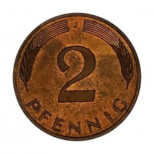 Km#106a 2 Pfenning 1991 J - Humburgo MBC+ Alemanha República Federativa Europa