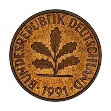 Km#106a 2 Pfenning 1991 J - Humburgo MBC+ Alemanha República Federativa Europa