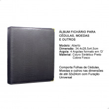 Álbum Fichário para Cédulas e Moedas Cobra Fosco GF