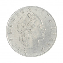 Km#95.1 50 Liras 1955 R MBC  Itália Europa Aço Iox 24.8(mm) 6.25(gr)
