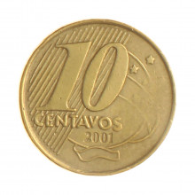 Moeda V-494 10 Centavos 2001 BC/MBC Batida Dupla 