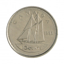 Km#183 10 Cents 1995 MBC Canadá América Níquel 18.03(mm) 2.07(gr)