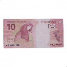Cédula RL10.002 10 Reais AF 2012 Erro de Corte (Fim da Página) FE - Guido Mantega 2ª Chancela / Alexandre A. Tombini
