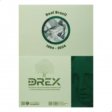 Folder Encarte para Cédula de 1 Real Brazil 1994-2024 Beija-Flor