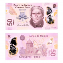 Cédula P#123Aaf 50 Pesos 2019 Polímero México América FE