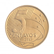 Moeda V-479 5 Centavos 2013 SOB Aço R Cobre Ø22mm 4,1gr.