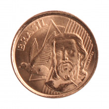 Moeda 5 Centavos 2025 FC  Aço Revestido de Cobre Ø22mm 4,1gr.