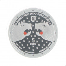 Estojo Moeda KM#948a 5 Euro 2023 Proof Portugal Europa Mobiliário Indo-Português Prata 925 Ø30mm 14gr.