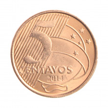 Moeda V-480 5 Centavos 2014 SOB/FC Aço R Cobre Ø22mm 4,1gr.*
