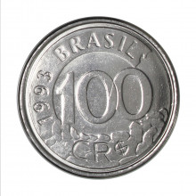 Moeda V-436 100 Cruzeiros Reais 1993 FC Lobo Guará Aço Inoxidável Ø24mm 4,3gr.