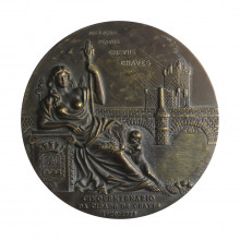 Medalha Cinquentenário da Cidade de Chaves 1929-1979 1979 MBC/SOB Portugal Europa Bronze Ø90mm 276gr.