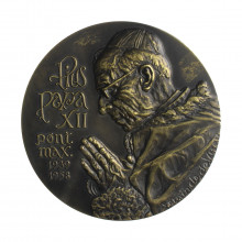 Medalha Pius Papa Xll Pont. 1939-1958 Colegio Universitário Pio Xll 1982 MBC/SOB Portugal Europa Bronze Ø78mm 224gr.