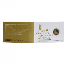 Blister Moeda KM#909 2 Euros 2020  FC Portugal América  730 anos da Universidade de Coimbra PROOF Bimetálico  Ø25,75mm 8
