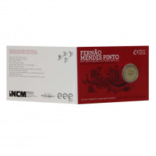 Blister Moeda KM#804 2 Euros 2011  FC Portugal América  500º Aniversário de Fernão Mendes Pinto PROOF Bimetálico  Ø25,75