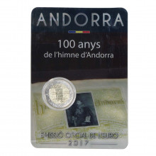 Blister Moeda KM#533 2 Euros 2017  FC Andorra Europa  100º aniversário do Hino de Andorra Bimetálico  Ø25,75mm 8,5gr.