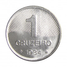 Moeda V-347 1 Cruzeiro 1984  SOB/FC  Cana de Açucar Aço Inoxidável  Ø20mm 3,23gr.