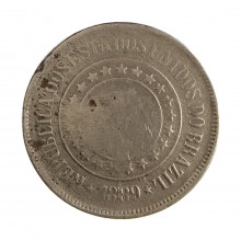 Moeda V-045 200 Réis 1889 BC  Cupro Níquel Ø32mm 15gr.