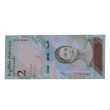 Cédula P#101a 2 Bolivars 2018 Venezuela América SOB/FE
