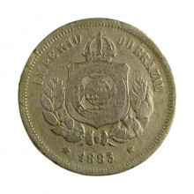 Moeda V-013 100 Réis 1883 MBC C/ Sinais de Verniz Cupro Níquel Ø27mm 10gr.