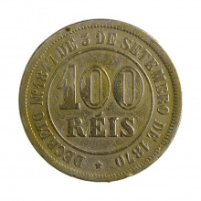 Moeda V-013 100 Réis 1883 MBC C/ Sinais de Verniz Cupro Níquel Ø27mm 10gr.