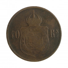 Moeda B-793 40 Réis 1876 BC/MBC Data Escassa Bronze Ø30mm 12gr.*