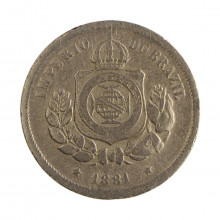 Moeda V-011 100 Réis 1881 BC  Cupro Níquel Ø27mm 10gr.