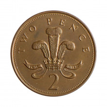 Moeda KM#987 2 Pence 2000 MBC+ Reino Unido Europa Aço Revestido de Cobre Ø25,9mm 7,12gr.