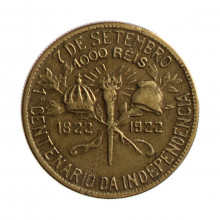 Moeda V-123a 1000 Réis 1922  MBC+  Centenário da Independência do Brasil - BBASIL Bronze Alumínio  Ø26,7mm 8gr.*