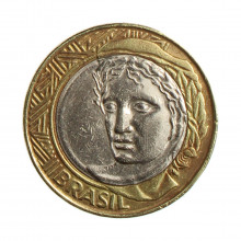 Moeda V-572 1 Real 1999 MBC Data Difícil C/ Sinais de Limpeza Bimetálico Ø27mm 7,8gr.*