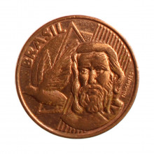 Moeda V-465 5 Centavos 1999 BC/MBC Data Difícil Aço Revestido de Cobre Ø22mm 4,1gr.