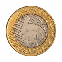 Moeda V-599 1 Real 2012 MBC/SOB Entrega da Bandeira Bimetálico Ø27mm 7gr.