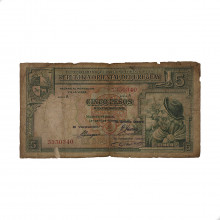 Cédula P#29a 5 Pesos 1937  Uruguai América BC