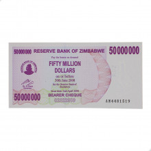 Cédula P#57 50.000.000 Dollars 2008  Zimbabwe África FE