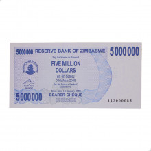 Cédula P#54 5.000.000 Dollars 2008  Zimbabwe África FE