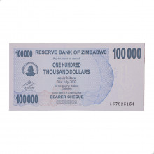 Cédula P#48 100.000 Dollars 2006  Zimbabwe África FE